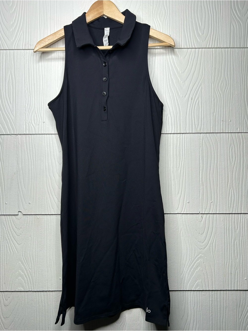 ALO Yoga Black Sleeveless Polo Midi Dress
